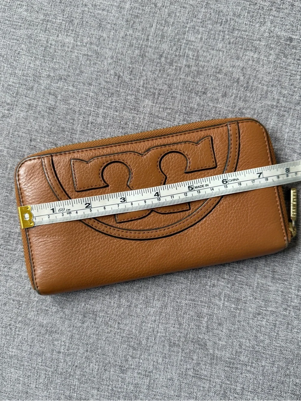 Tory Burch Tan Leather Zip Wallet